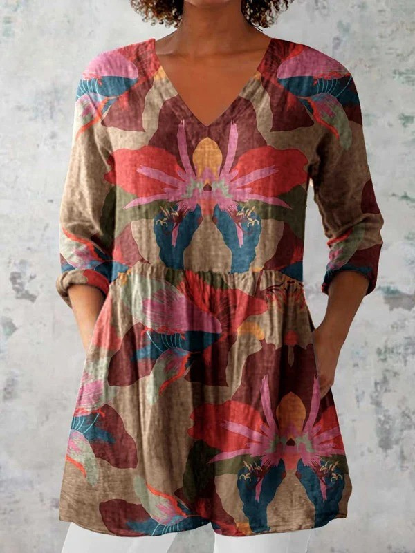 Sarah™ | Women's Long V-Neck Blouse