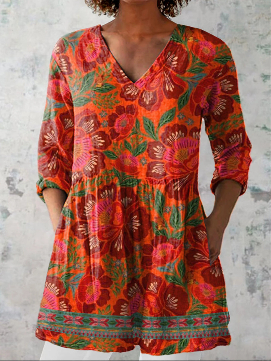 Marion™ | Women's Long V-Neck Blouse