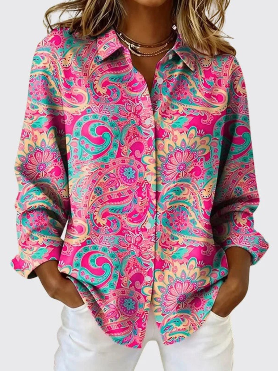 Joanna - Paisley Print Button-Up Blouse