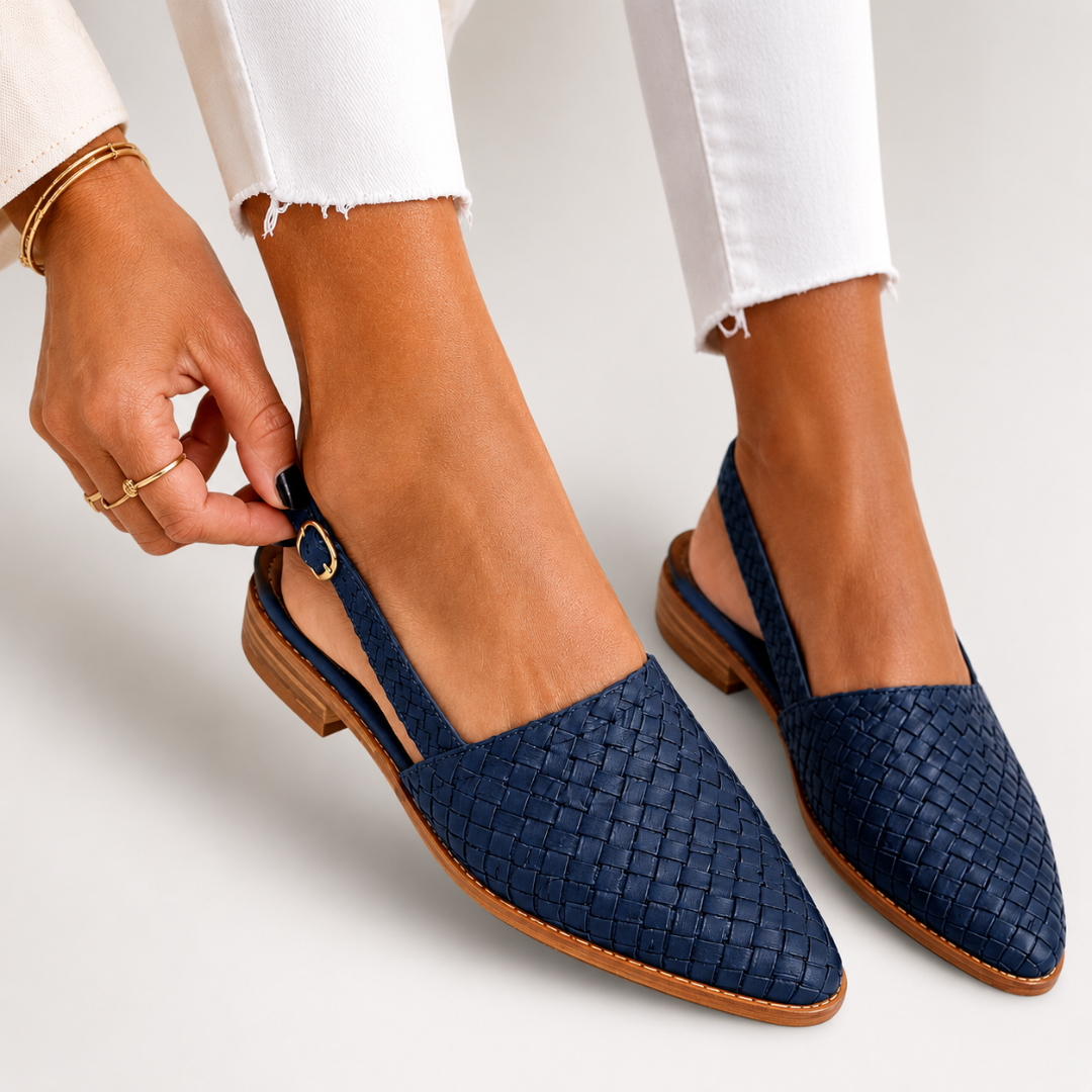 Aurora | Comfortable Woven-Effect Slingback Loafers