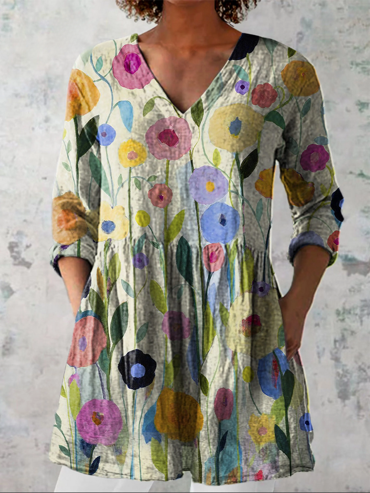 Louise™ | Women's Long V-Neck Blouse