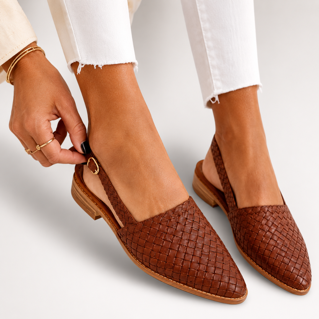 Aurora | Comfortable Woven-Effect Slingback Loafers