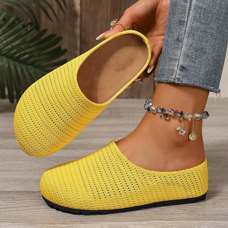 Women Hollow Knit Lightweight Walking Mule Flats