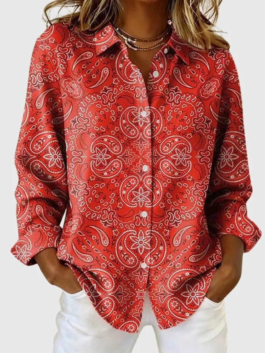 Joanna - Paisley Print Button-Up Blouse