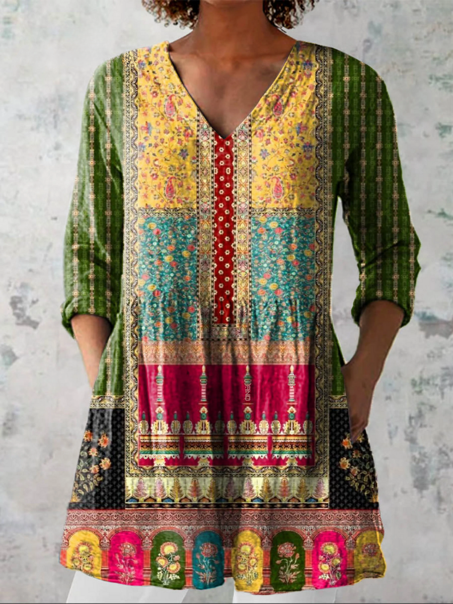 Emilie™ | Women's Long V-Neck Blouse