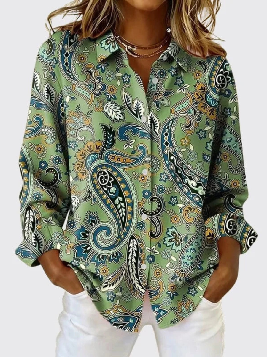 Joanna - Paisley Print Button-Up Blouse