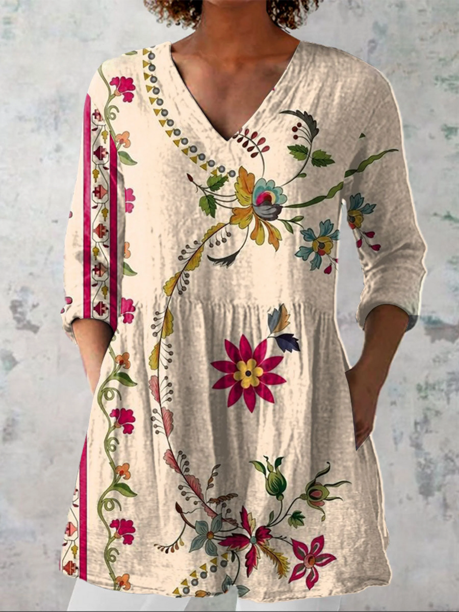Clara™ | Women's Long V-Neck Blouse