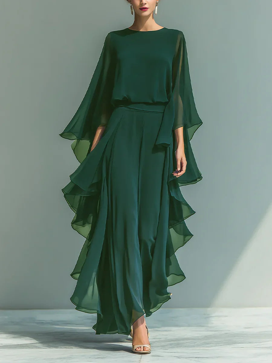 Aurora | Elegant chiffon outfit with ruffles