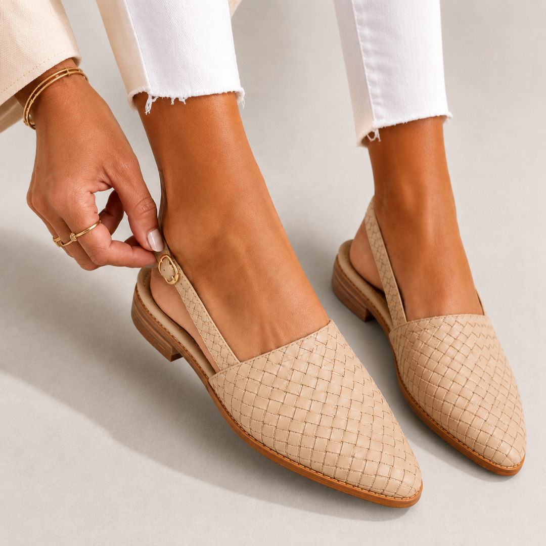 Aurora | Comfortable Woven-Effect Slingback Loafers