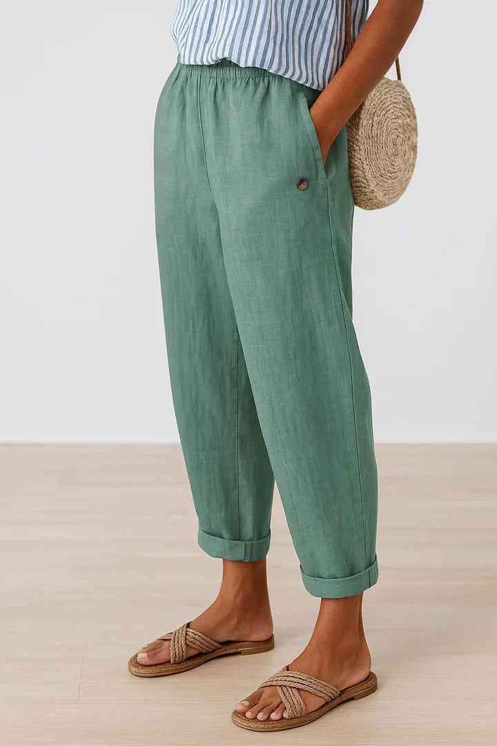 Delphine | Cotton Blend Relaxed Trousers