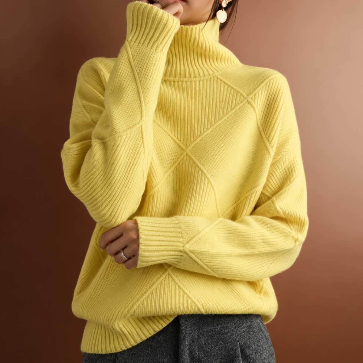 Elara | Textured Turtleneck Sweater