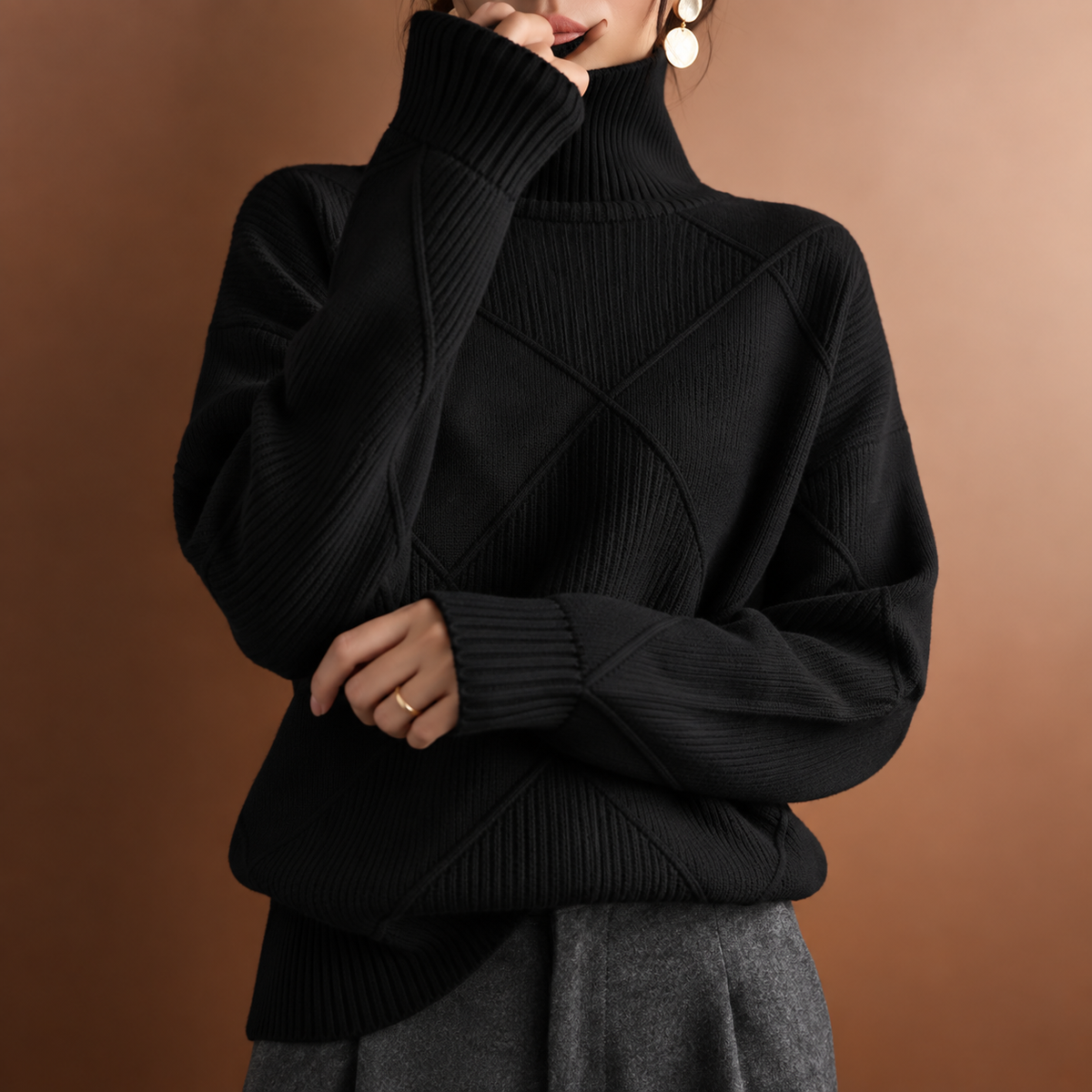 Elara | Textured Turtleneck Sweater