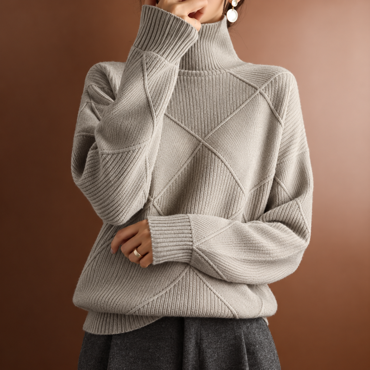 Elara | Textured Turtleneck Sweater