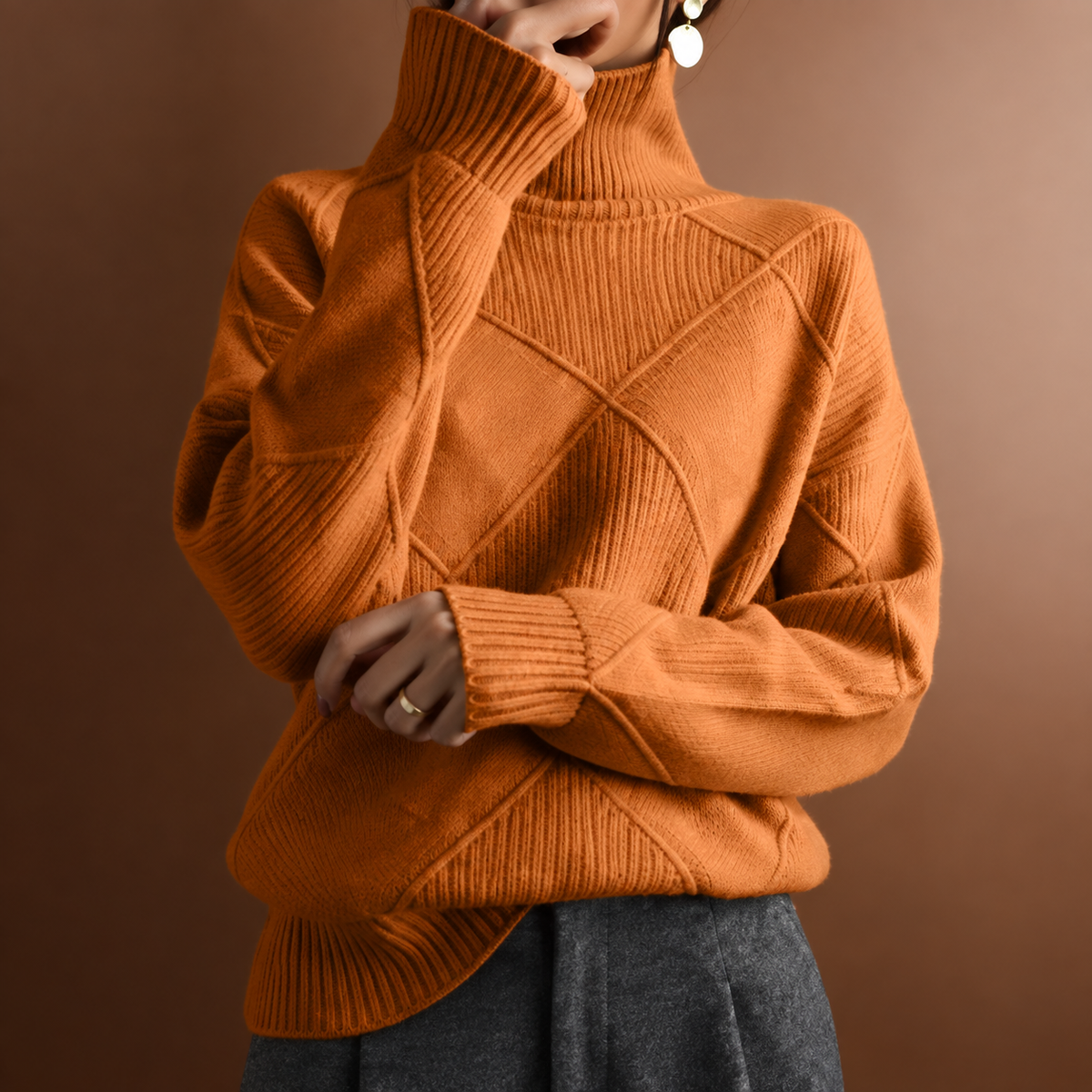 Elara | Textured Turtleneck Sweater
