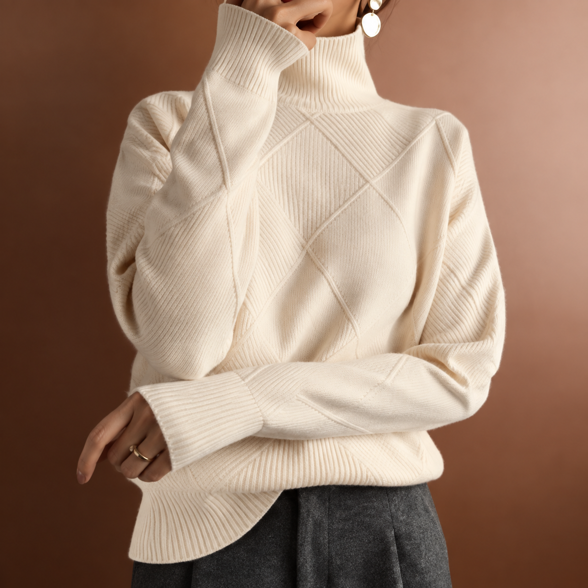 Elara | Textured Turtleneck Sweater