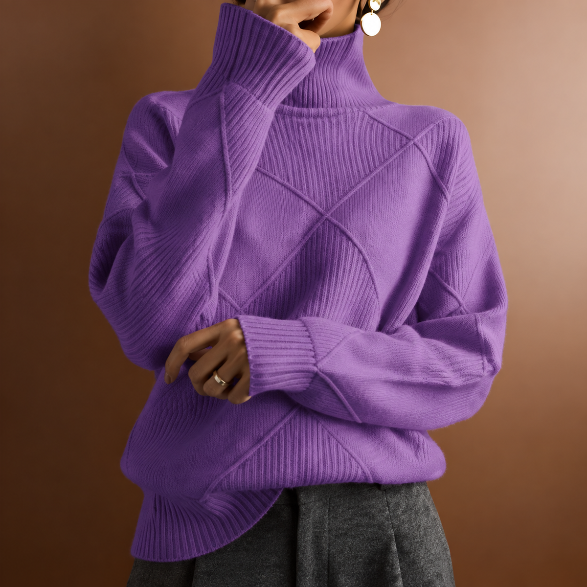 Elara | Textured Turtleneck Sweater