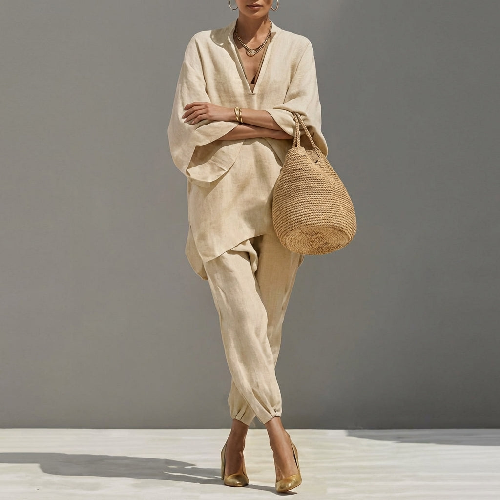 Marina | Women’s Casual Two-Piece Outfit with a V-neck
