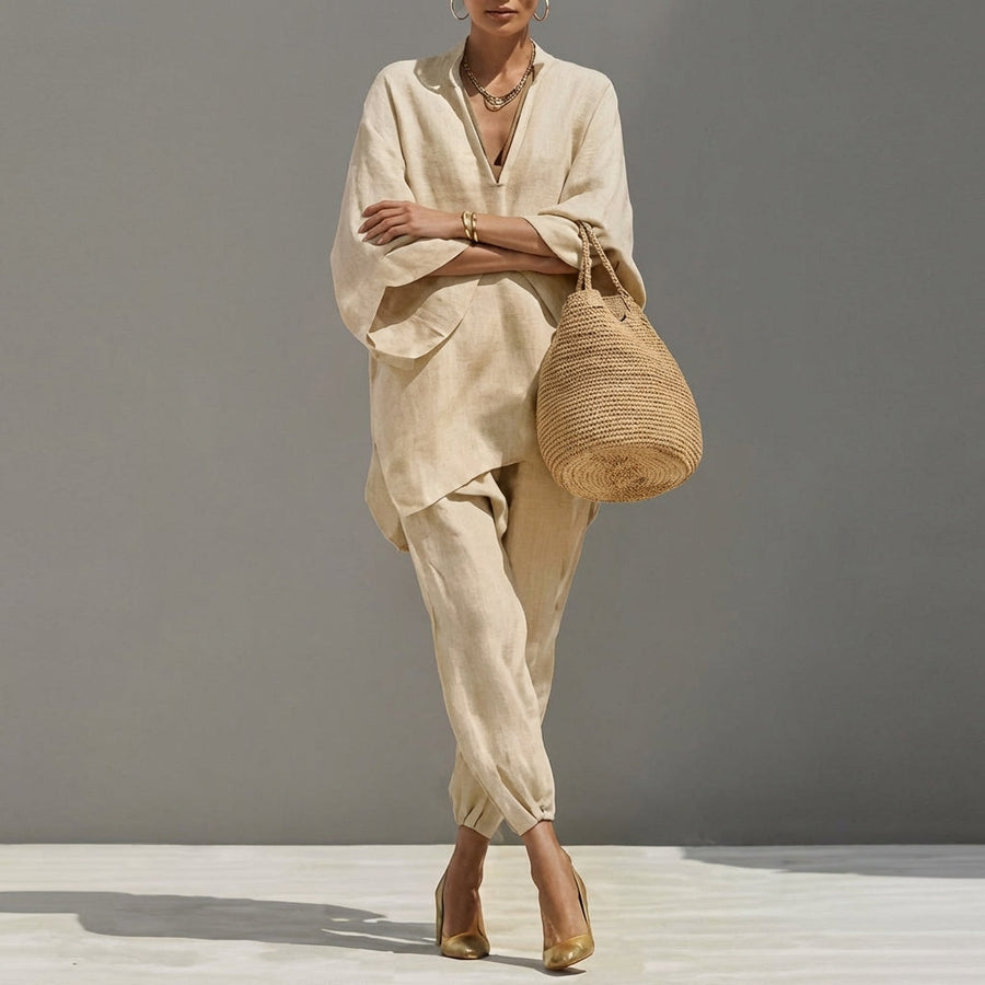 Marina | Women’s Casual Two-Piece Outfit with a V-neck