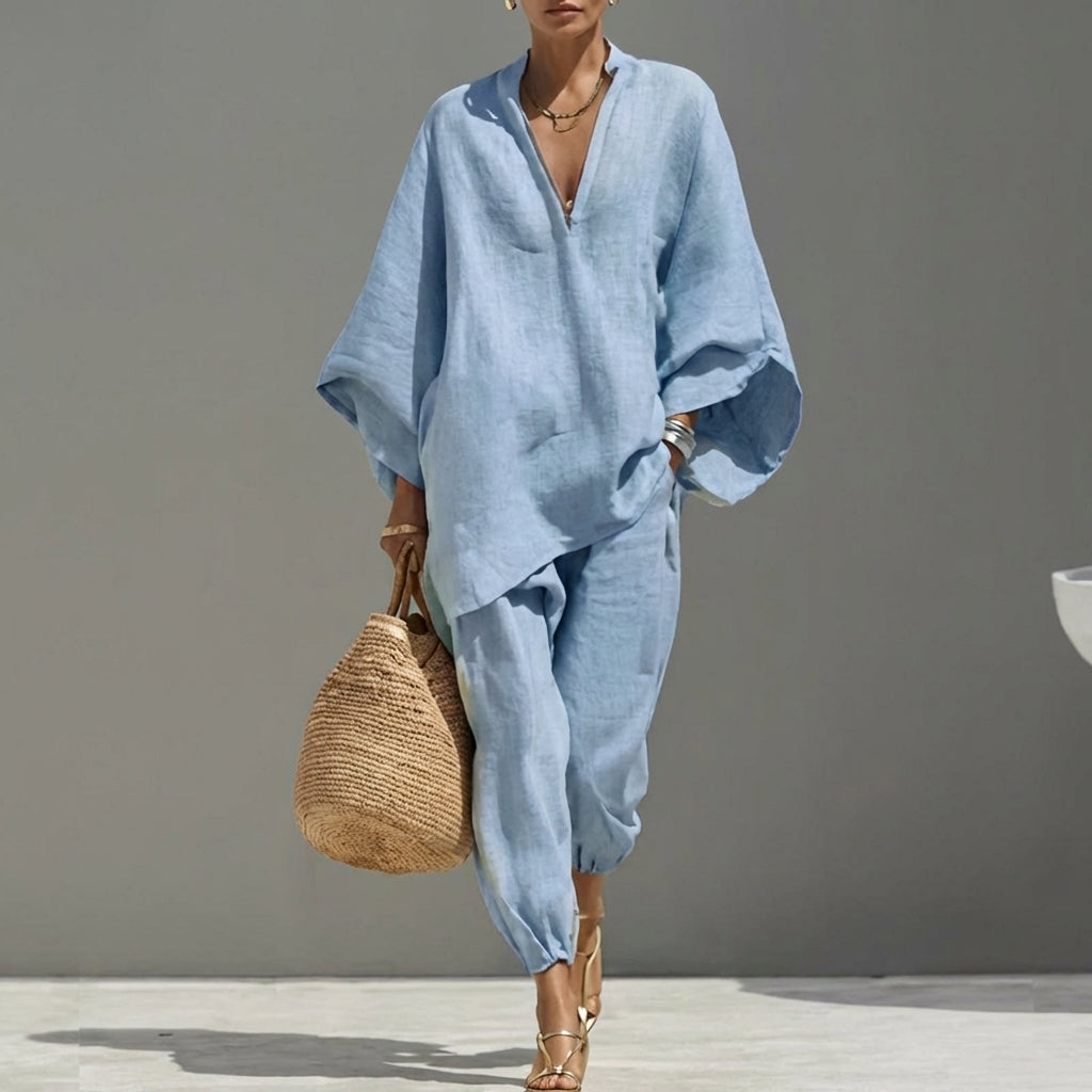 Marina | Women’s Casual Two-Piece Outfit with a V-neck