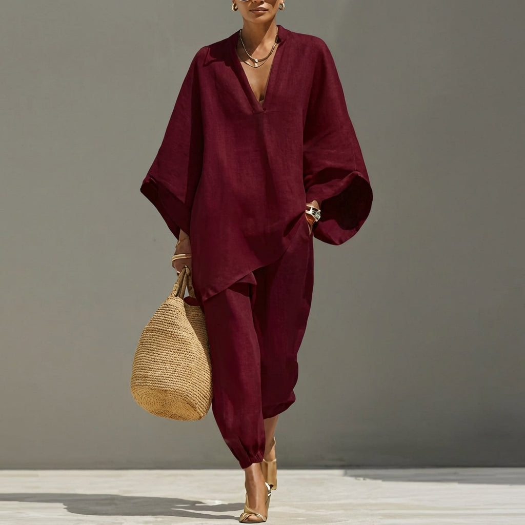 Marina | Women’s Casual Two-Piece Outfit with a V-neck