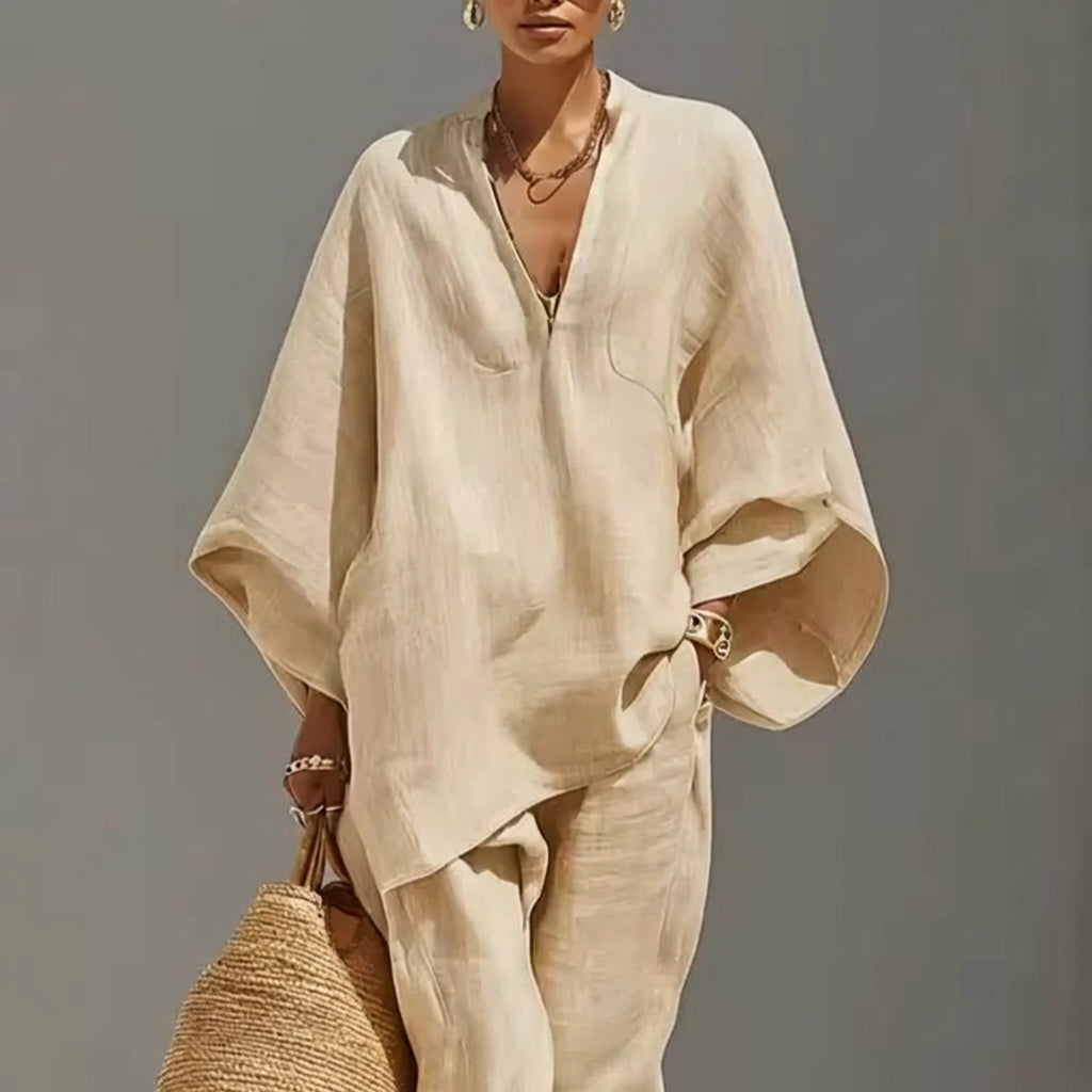 Marina | Women’s Casual Two-Piece Outfit with a V-neck