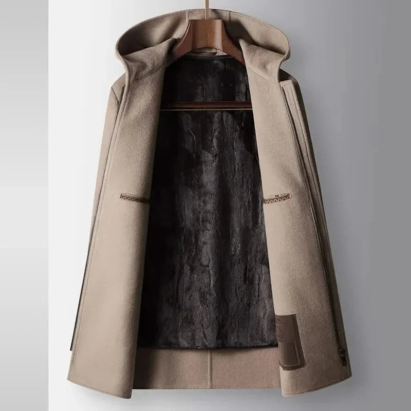 100% WOOLEN HOODED COAT