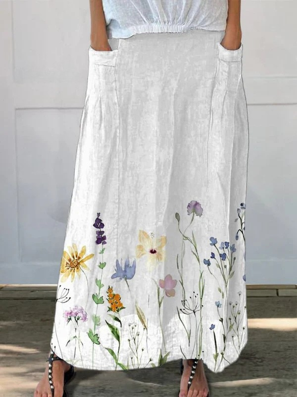 Kisha™ | Women's Watercolour Spring Meadows Pocket Skirt-Pants