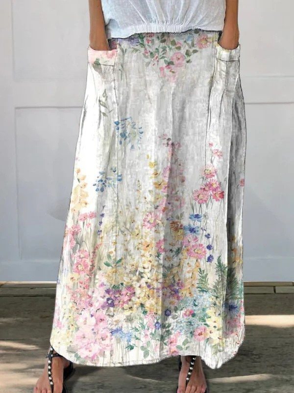 Roxane™ | Women's Vintage Botanical Floral Pocket Skirt-Pants