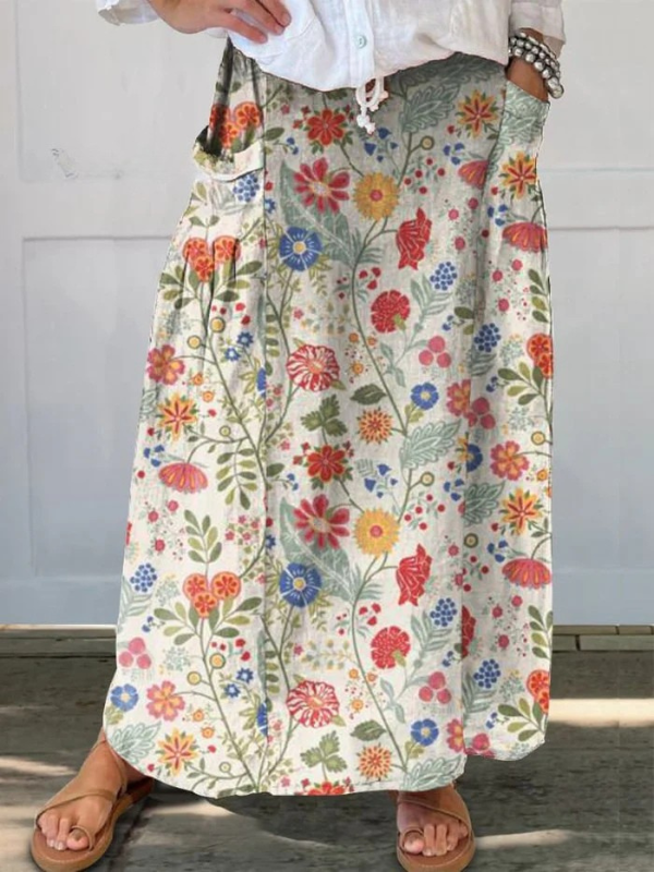 Fabi™ | Women's Floral Print Pocket Skirt-Pants