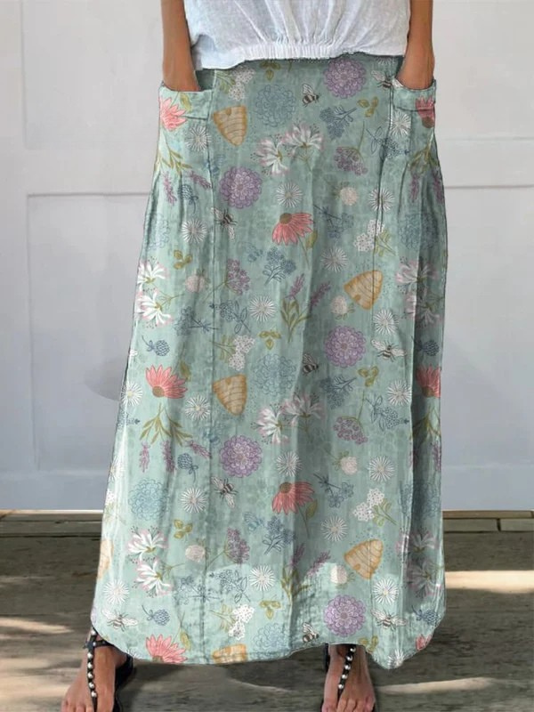 Daisy™ | Women's Floral & Bumble Bee Pocket Skirt-Pants