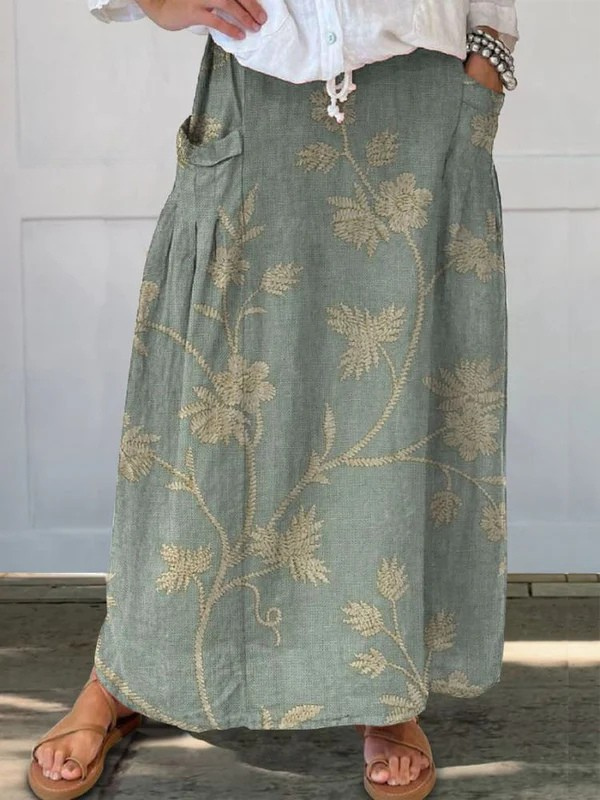 Trexie™ | Women's Retro Floral Pocket Skirt-Pants