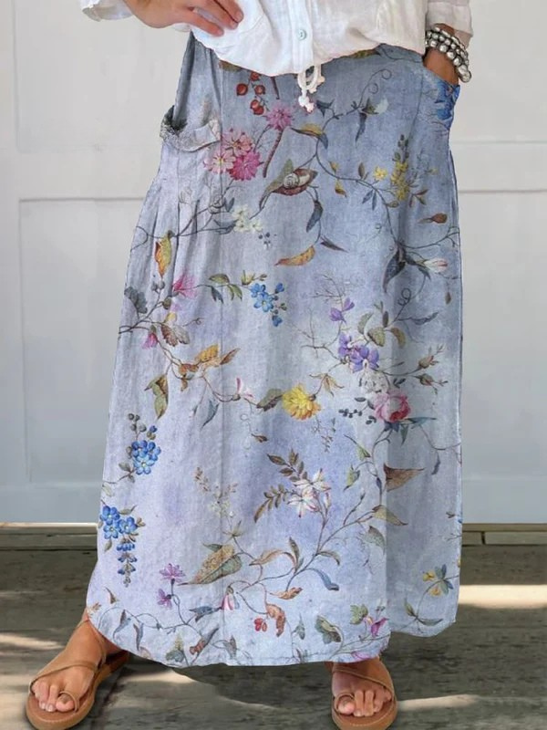 Jeda™ | Women's Vintage Print Pocket Skirt-Pants