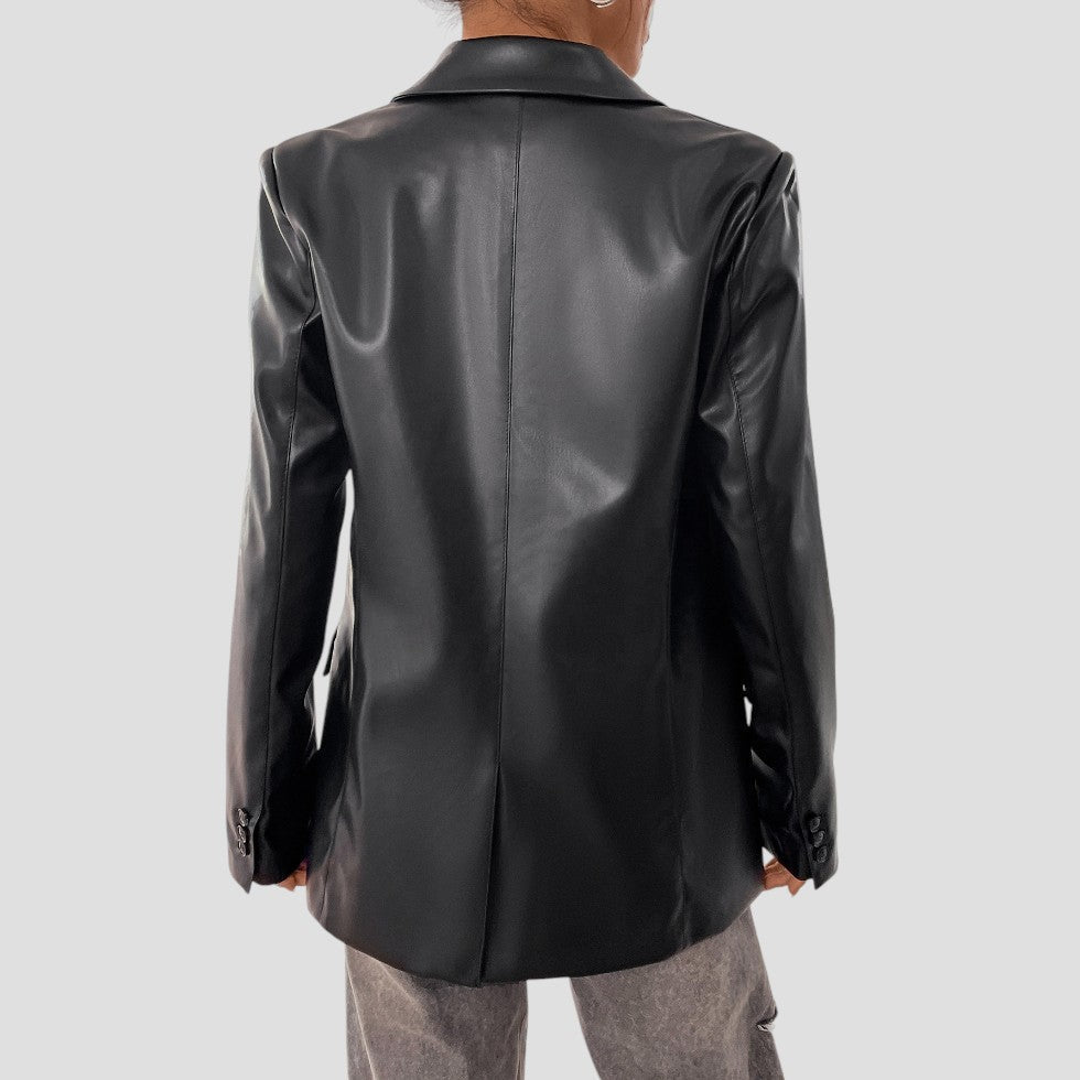 Women’s Oversized Black Blazer Jacket – Relaxed Fit