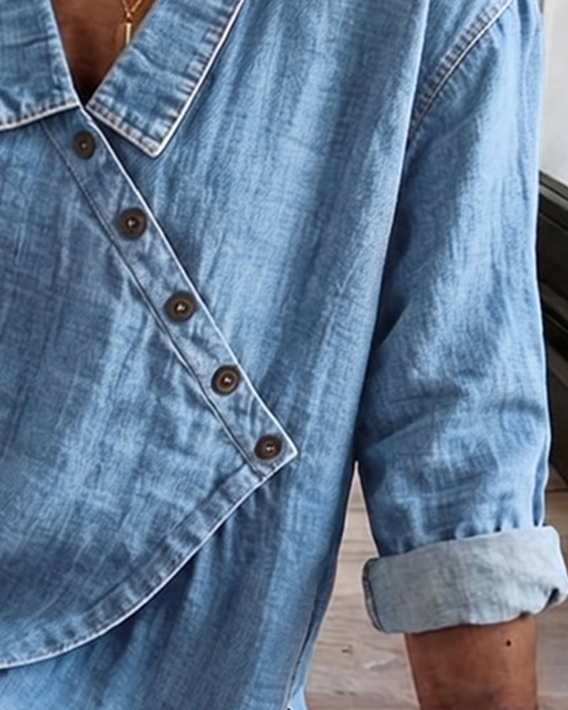 Women’s Asymmetrical Button Front Collared Blouse