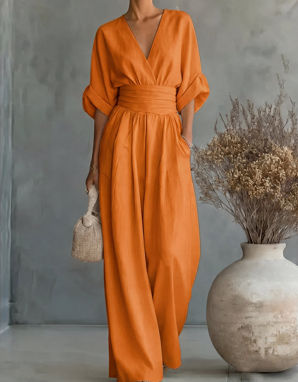 Daniela | Elegant V-neck wide-leg jumpsuit
