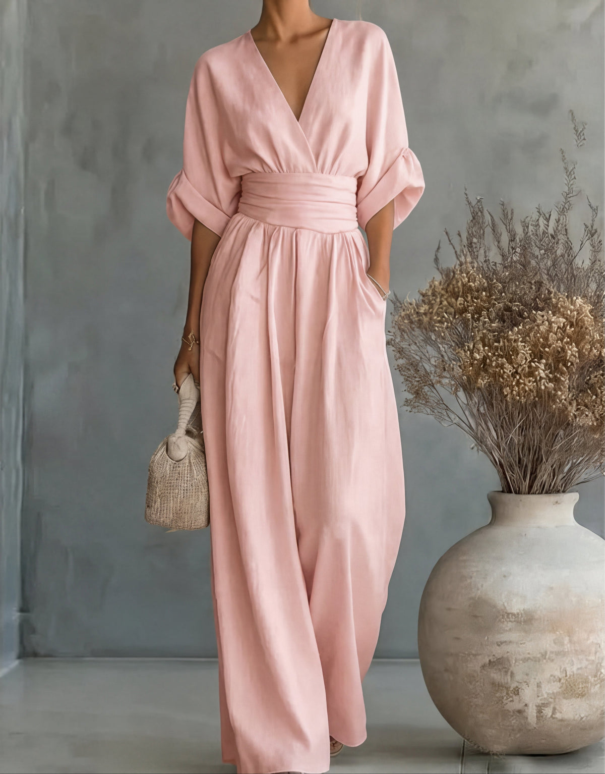 Daniela | Elegant V-neck wide-leg jumpsuit