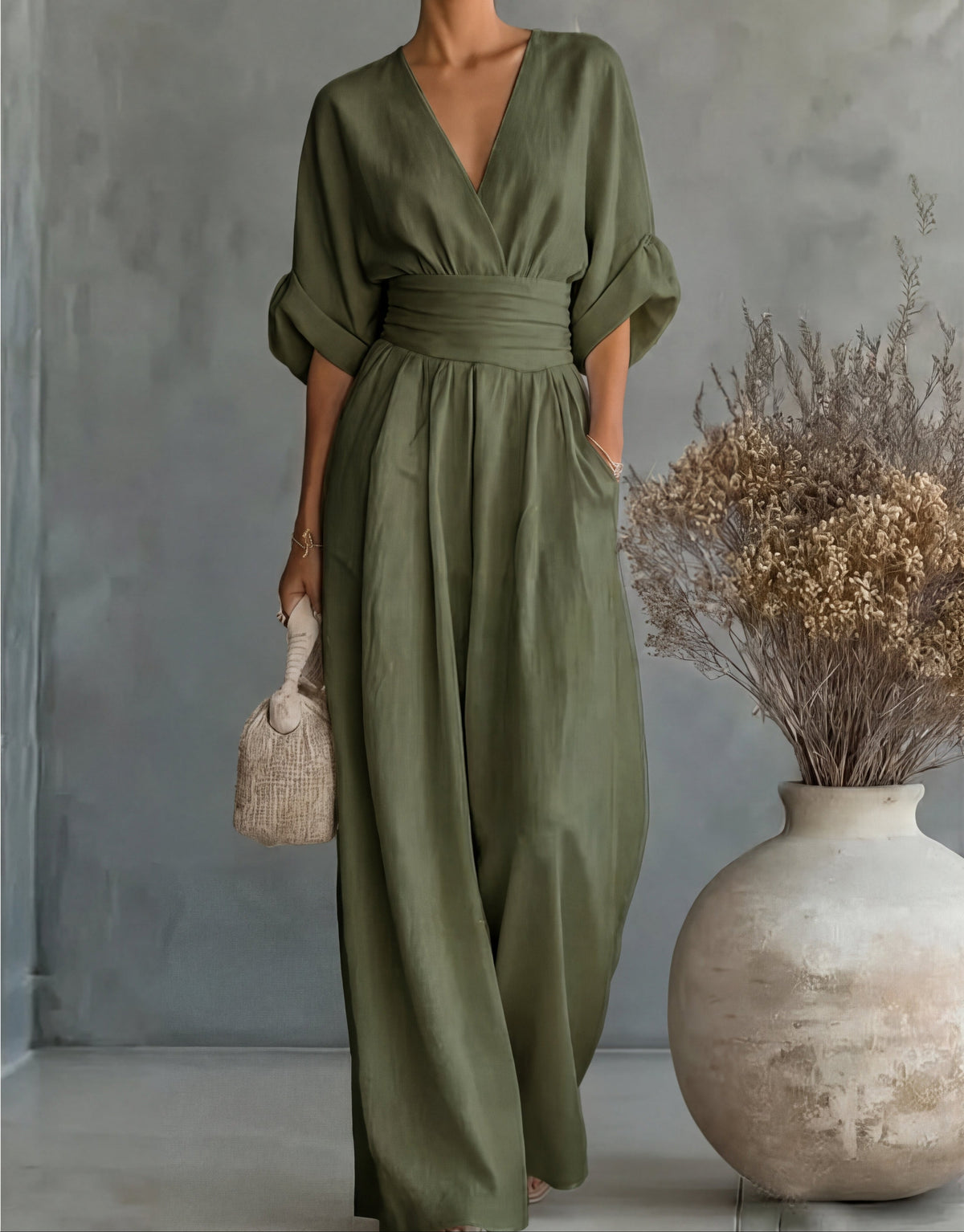 Daniela | Elegant V-neck wide-leg jumpsuit