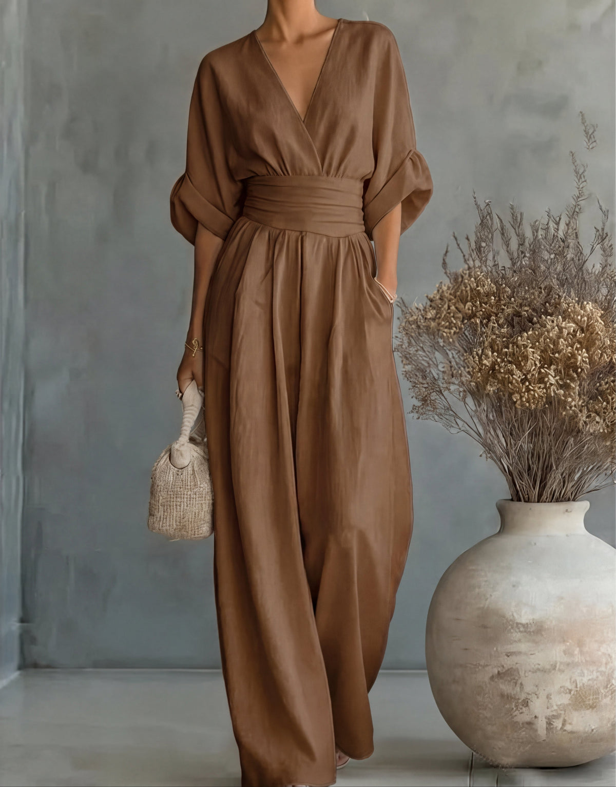 Daniela | Elegant V-neck wide-leg jumpsuit