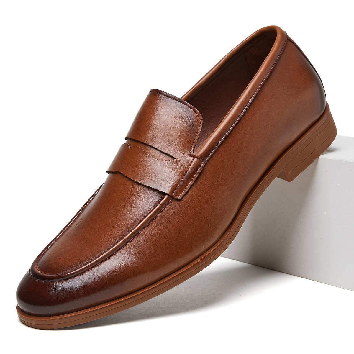 HENDRIX SOFT-SOLE LEATHER PENNY LOAFERS