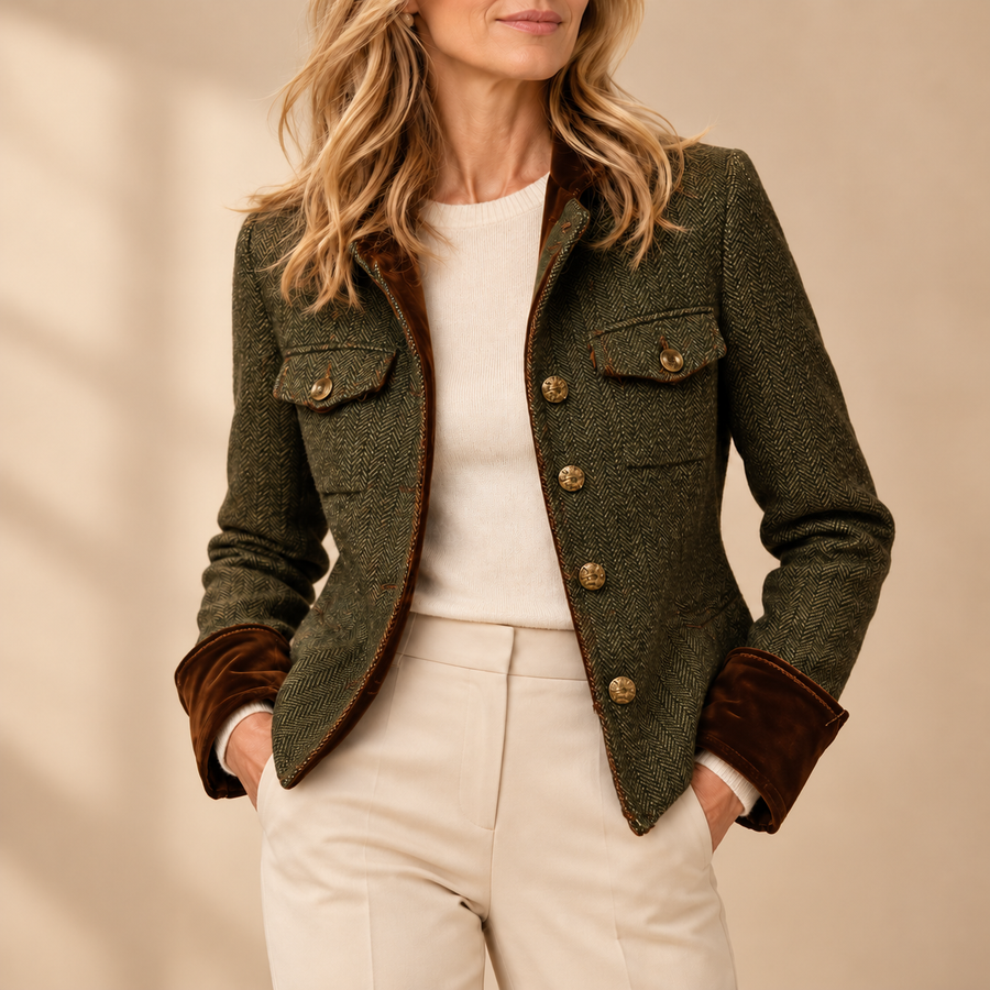 Charlotte - Twill Blazer with Contrast Trim