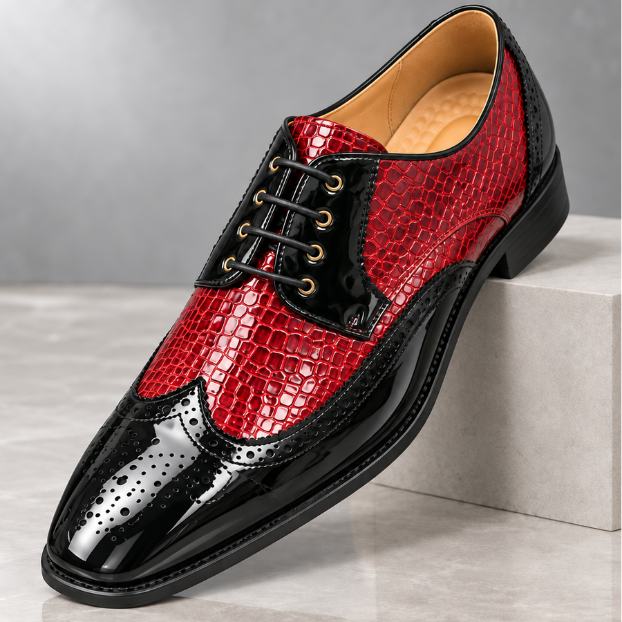 Darnello Croc-Embossed Leather Oxfords