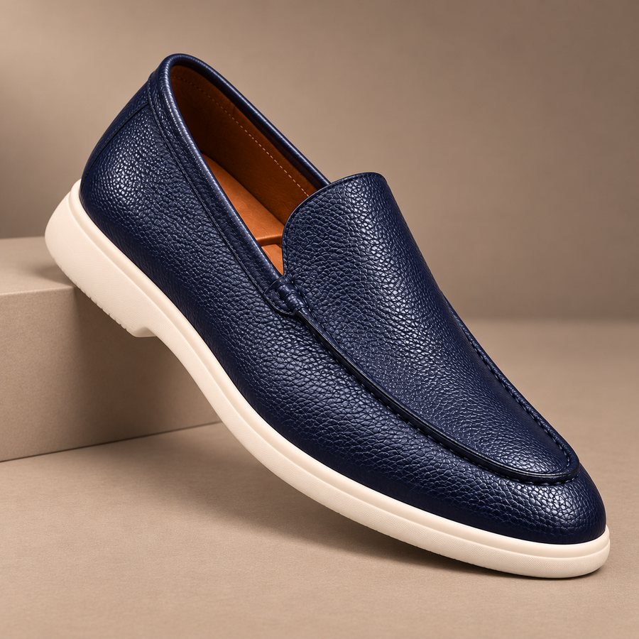 Gianni Genuine Pebbled Leather Loafers