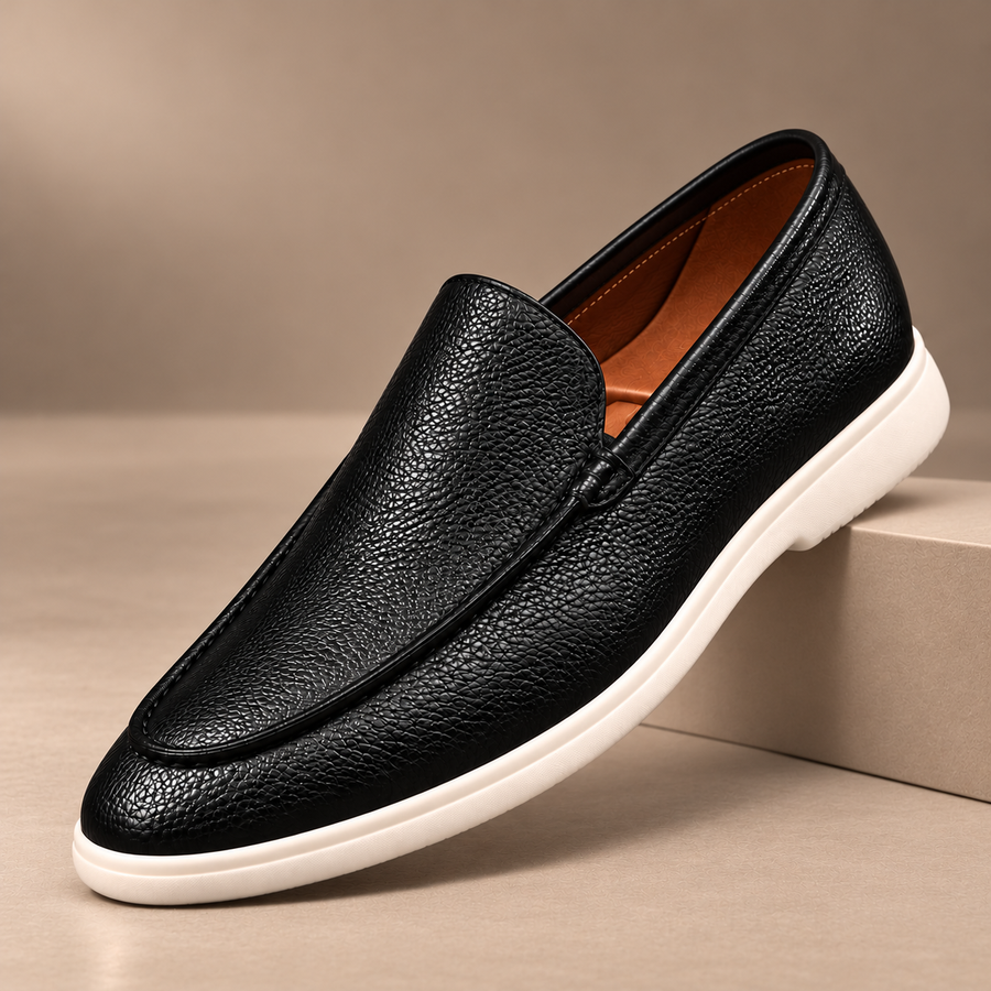 Gianni Genuine Pebbled Leather Loafers