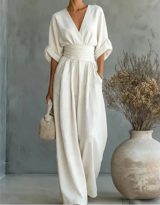 Daniela | Elegant V-neck wide-leg jumpsuit