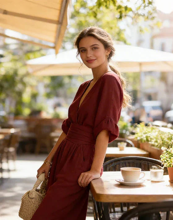 Daniela | Elegant V-neck wide-leg jumpsuit