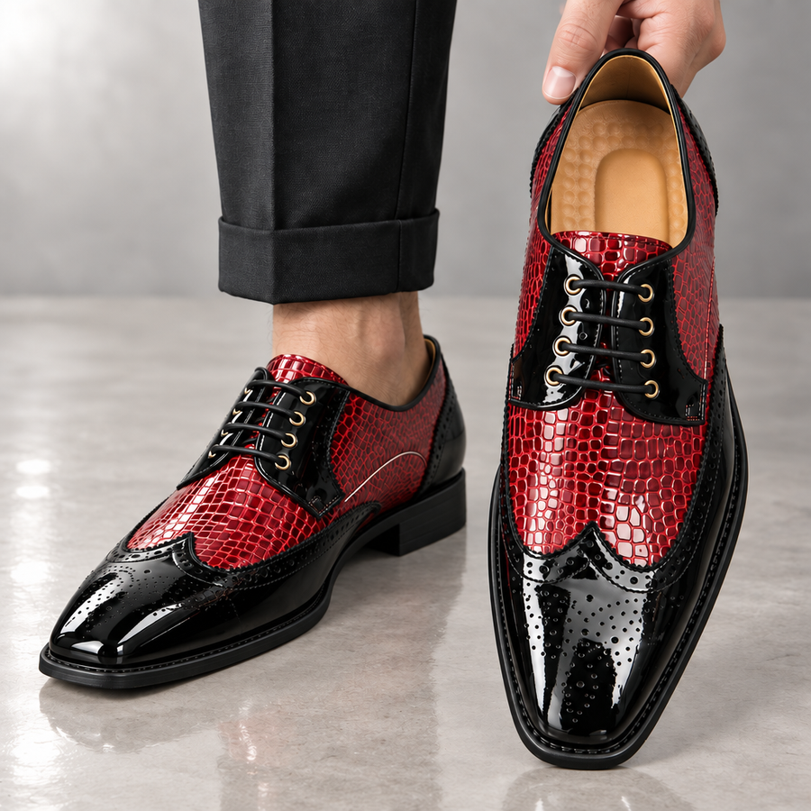 Darnello Croc-Embossed Leather Oxfords